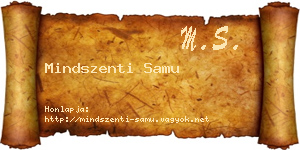 Mindszenti Samu névjegykártya